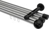 10213647-XX3329 Innenlauf Gardinenstange Aluminium / Metall 20 mm Ø 3-läufig SITENO - Luino Silbergrau / Schwarz