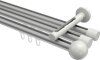 10213647-XX3332 Innenlauf Gardinenstange Aluminium / Metall 20 mm Ø 3-läufig SITENO - Luino Silbergrau / Weiß