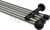 10213647-XX3929 Innenlauf Gardinenstange Aluminium / Metall 20 mm Ø 3-läufig SITENO - Luino Edelstahl-Optik / Schwarz