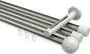 10213647-XX3932 Innenlauf Gardinenstange Aluminium / Metall 20 mm Ø 3-läufig SITENO - Luino Edelstahl-Optik / Weiß