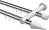 10213712-101232 Innenlauf Gardinenstange Aluminium / Metall 20 mm Ø 2-läufig PLATON - Savio Chrom / Weiß