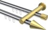 10213712-XX1238 Innenlauf Gardinenstange Aluminium / Metall 20 mm Ø 2-läufig PLATON - Savio Chrom / Messing-Optik