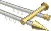 10213712-XX3238 Innenlauf Gardinenstange Aluminium / Metall 20 mm Ø 2-läufig PLATON - Savio Weiß / Messing-Optik