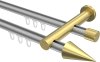 10213712-XX3338 Innenlauf Gardinenstange Aluminium / Metall 20 mm Ø 2-läufig PLATON - Savio Silbergrau / Messing-Optik
