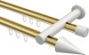 10213712-XX3832 Innenlauf Gardinenstange Aluminium / Metall 20 mm Ø 2-läufig PLATON - Savio Messing-Optik / Weiß
