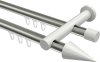 10213712-103932 Innenlauf Gardinenstange Aluminium / Metall 20 mm Ø 2-läufig PLATON - Savio Edelstahl-Optik / Weiß
