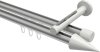 10213746-103332 Innenlauf Gardinenstange Aluminium / Metall 20 mm Ø 2-läufig SITENO - Savio Silbergrau / Weiß