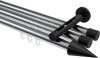 10213747-XX1229 Innenlauf Gardinenstange Aluminium / Metall 20 mm Ø 3-läufig SITENO - Savio Chrom / Schwarz