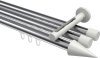 10213747-XX1232 Innenlauf Gardinenstange Aluminium / Metall 20 mm Ø 3-läufig SITENO - Savio Chrom / Weiß