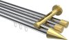 10213747-XX1238 Innenlauf Gardinenstange Aluminium / Metall 20 mm Ø 3-läufig SITENO - Savio Chrom / Messing-Optik