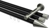 10213747-XX2939 Innenlauf Gardinenstange Aluminium / Metall 20 mm Ø 3-läufig SITENO - Savio Schwarz / Edelstahl-Optik