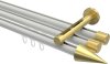 10213747-XX3238 Innenlauf Gardinenstange Aluminium / Metall 20 mm Ø 3-läufig SITENO - Savio Weiß / Messing-Optik
