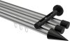 10213747-XX3329 Innenlauf Gardinenstange Aluminium / Metall 20 mm Ø 3-läufig SITENO - Savio Silbergrau / Schwarz