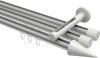 10213747-XX3332 Innenlauf Gardinenstange Aluminium / Metall 20 mm Ø 3-läufig SITENO - Savio Silbergrau / Weiß