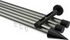 10213747-XX3929 Innenlauf Gardinenstange Aluminium / Metall 20 mm Ø 3-läufig SITENO - Savio Edelstahl-Optik / Schwarz