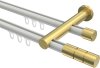 10213812-XX3238 Innenlauf Gardinenstange Aluminium / Metall 20 mm Ø 2-läufig PLATON - Elanto Weiß / Messing-Optik