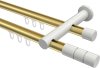 10213812-103832 Innenlauf Gardinenstange Aluminium / Metall 20 mm Ø 2-läufig PLATON - Elanto Messing-Optik / Weiß