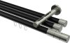 10213847-102939 Innenlauf Gardinenstange Aluminium / Metall 20 mm Ø 3-läufig SITENO - Elanto Schwarz / Edelstahl-Optik