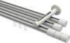 10213847-XX3332 Innenlauf Gardinenstange Aluminium / Metall 20 mm Ø 3-läufig SITENO - Elanto Silbergrau / Weiß