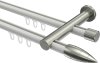 10213912-103239 Innenlauf Gardinenstange Aluminium / Metall 20 mm Ø 2-läufig PLATON - Samanto Weiß / Edelstahl-Optik
