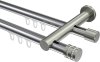 10214112-XX1239 Innenlauf Gardinenstange Aluminium / Metall 20 mm Ø 2-läufig PLATON - Estana Chrom / Edelstahl-Optik
