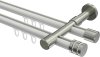 10214126-103239 Innenlauf Gardinenstange Aluminium / Metall 20 mm Ø 2-läufig PRESTIGE - Estana Weiß / Edelstahl-Optik