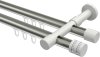 10214126-103932 Innenlauf Gardinenstange Aluminium / Metall 20 mm Ø 2-läufig PRESTIGE - Estana Edelstahl-Optik / Weiß