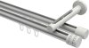 10214146-XX3332 Innenlauf Gardinenstange Aluminium / Metall 20 mm Ø 2-läufig SITENO - Estana Silbergrau / Weiß