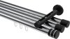 10214147-XX1229 Innenlauf Gardinenstange Aluminium / Metall 20 mm Ø 3-läufig SITENO - Estana Chrom / Schwarz