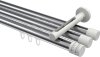 10214147-XX1232 Innenlauf Gardinenstange Aluminium / Metall 20 mm Ø 3-läufig SITENO - Estana Chrom / Weiß
