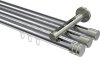 10214147-XX1239 Innenlauf Gardinenstange Aluminium / Metall 20 mm Ø 3-läufig SITENO - Estana Chrom / Edelstahl-Optik