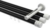 10214147-102932 Innenlauf Gardinenstange Aluminium / Metall 20 mm Ø 3-läufig SITENO - Estana Schwarz / Weiß