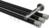 10214147-102939 Innenlauf Gardinenstange Aluminium / Metall 20 mm Ø 3-läufig SITENO - Estana Schwarz / Edelstahl-Optik