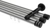 10214147-XX3329 Innenlauf Gardinenstange Aluminium / Metall 20 mm Ø 3-läufig SITENO - Estana Silbergrau / Schwarz