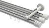 10214147-XX3332 Innenlauf Gardinenstange Aluminium / Metall 20 mm Ø 3-läufig SITENO - Estana Silbergrau / Weiß