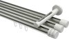 10214147-XX3932 Innenlauf Gardinenstange Aluminium / Metall 20 mm Ø 3-läufig SITENO - Estana Edelstahl-Optik / Weiß