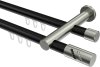 10214212-102939 Innenlauf Gardinenstange Aluminium / Metall 20 mm Ø 2-läufig PLATON - Zoena Schwarz / Edelstahl-Optik