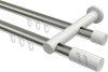10214212-103932 Innenlauf Gardinenstange Aluminium / Metall 20 mm Ø 2-läufig PLATON - Zoena Edelstahl-Optik / Weiß