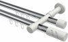 10214226-XX1232 Innenlauf Gardinenstange Aluminium / Metall 20 mm Ø 2-läufig PRESTIGE - Zoena Chrom / Weiß