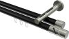 10214246-102939 Innenlauf Gardinenstange Aluminium / Metall 20 mm Ø 2-läufig SITENO - Zoena Schwarz / Edelstahl-Optik