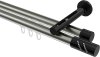 10214246-103929 Innenlauf Gardinenstange Aluminium / Metall 20 mm Ø 2-läufig SITENO - Zoena Edelstahl-Optik / Schwarz