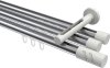 10214247-XX1232 Innenlauf Gardinenstange Aluminium / Metall 20 mm Ø 3-läufig SITENO - Zoena Chrom / Weiß