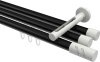 10214247-XX2932 Innenlauf Gardinenstange Aluminium / Metall 20 mm Ø 3-läufig SITENO - Zoena Schwarz / Weiß