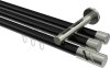 10214247-102939 Innenlauf Gardinenstange Aluminium / Metall 20 mm Ø 3-läufig SITENO - Zoena Schwarz / Edelstahl-Optik