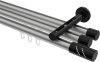 10214247-XX3329 Innenlauf Gardinenstange Aluminium / Metall 20 mm Ø 3-läufig SITENO - Zoena Silbergrau / Schwarz