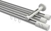 10214247-XX3332 Innenlauf Gardinenstange Aluminium / Metall 20 mm Ø 3-läufig SITENO - Zoena Silbergrau / Weiß