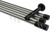 10214247-XX3929 Innenlauf Gardinenstange Aluminium / Metall 20 mm Ø 3-läufig SITENO - Zoena Edelstahl-Optik / Schwarz