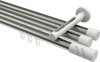 10214247-XX3932 Innenlauf Gardinenstange Aluminium / Metall 20 mm Ø 3-läufig SITENO - Zoena Edelstahl-Optik / Weiß