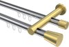 10214612-XX1238 Innenlauf Gardinenstange Aluminium / Metall 20 mm Ø 2-läufig PLATON - Sitra Chrom / Messing-Optik