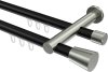10214612-102939 Innenlauf Gardinenstange Aluminium / Metall 20 mm Ø 2-läufig PLATON - Sitra Schwarz / Edelstahl-Optik